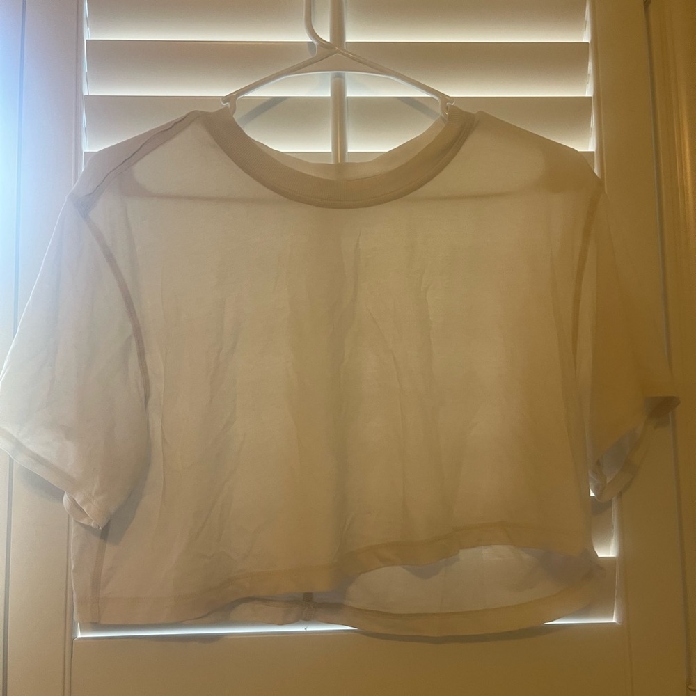 LULULEMON Cream colored All Yours Cropped Tee size 4